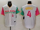 Men's San Diego Padres #4 Luis Arraez Number White 2023 City Connect Cool Base Stitched Jersey,baseball caps,new era cap wholesale,wholesale hats